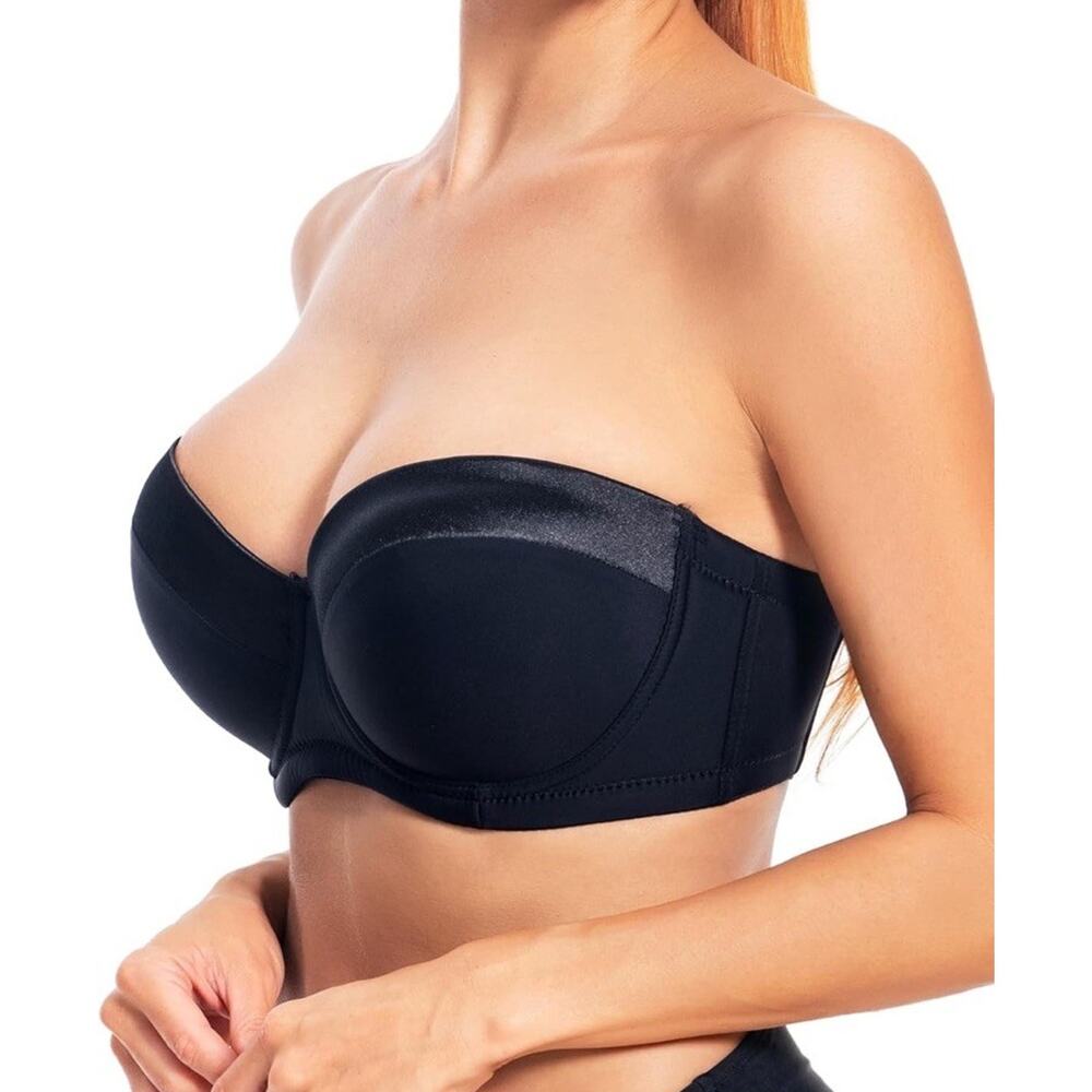 Dvpol Strapless Balconette Bra Women’s Size 42DD Black Underwire NWOT ii